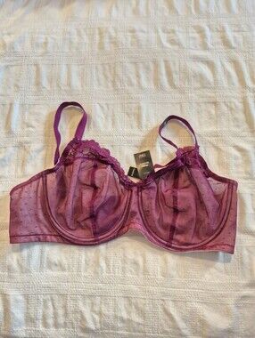 Torrid Curve women's 46DD bra Purple lace underwire unlined Balconette NWT